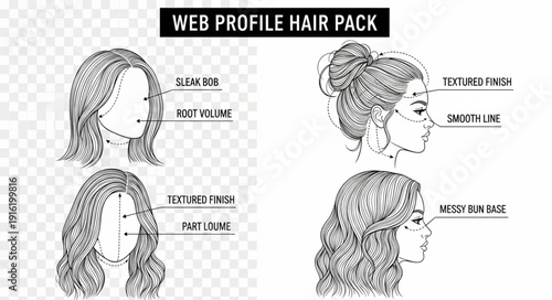 Web Profile Hair Pack Illustration.