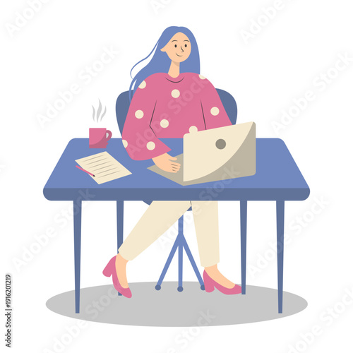 People Working from Home Concept. Vector Cartoon Character.