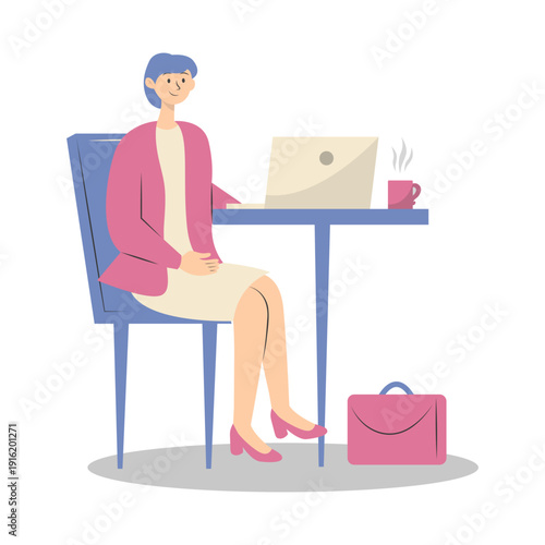People Working from Home Concept. Vector Cartoon Character.