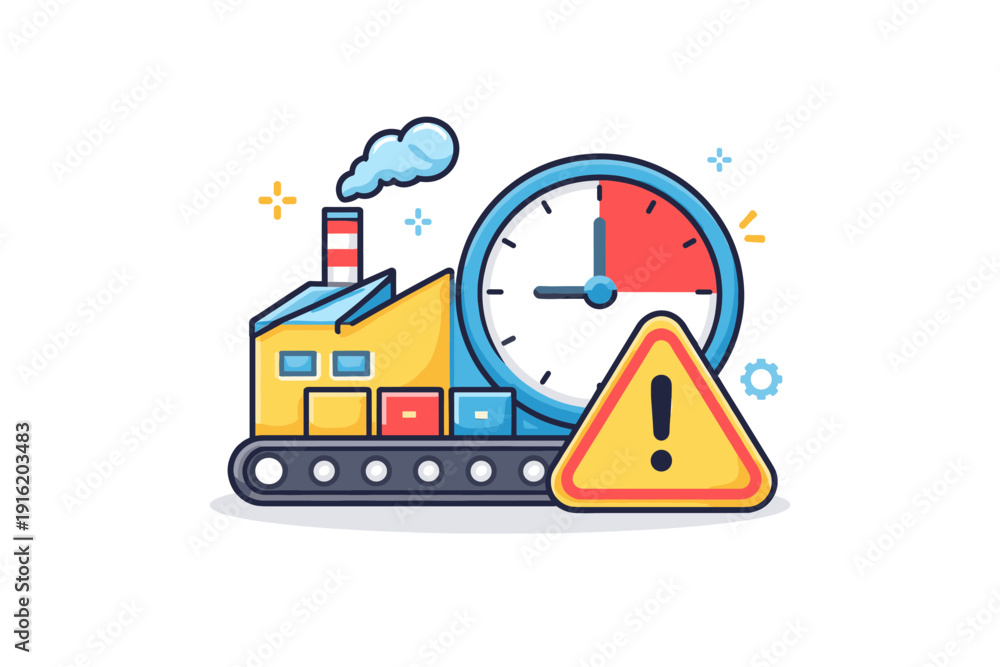 Obraz premium Factory Production Time Warning