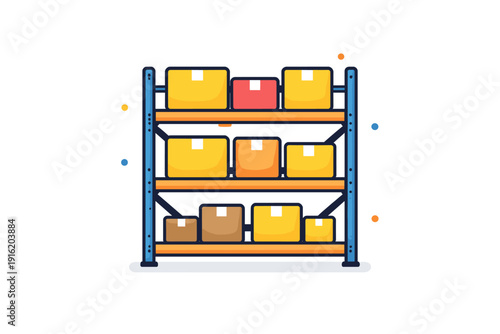 Warehouse Shelving With Boxes