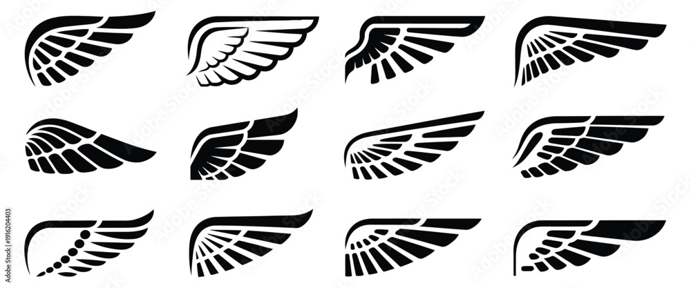 Fototapeta premium Eagle Wings Minimal Logo Icons Featuring Simplified Silhouette Design