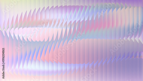 Ribbed glass with holographic wavy pattern 3D texture effect, fluted pearl shine panel ripple gradient vector background