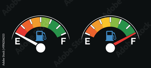 Empty and Fueled Gas Gauges Vector