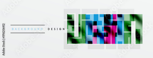 Abstract geometric pattern. Colorful squares overlap, creating modern design. Light background enhances vibrant hues.