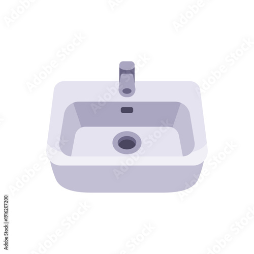 sink, bathroom wash basin, plumbing fixture, colorful vector flat style illustration