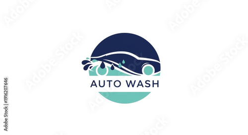 Modern Auto Wash Logo Design with Car Silhouette.