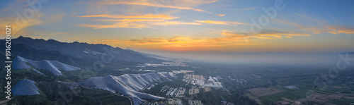 Wallpaper Mural Morning Dawn Over Solar Farms and Mountain Ranges Torontodigital.ca