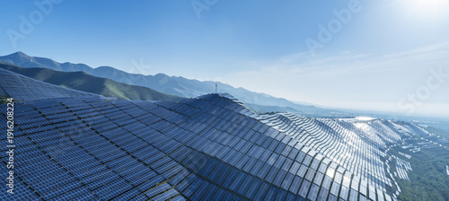 Wallpaper Mural Solar Panels on Mountain Slopes in early morning Torontodigital.ca