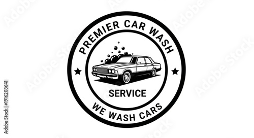 Premier Car Wash Service Logo Emblem.