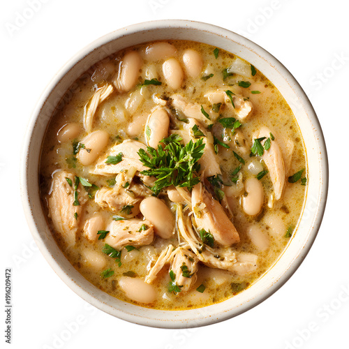 Professional Delicious White Bean Chicken Chili Bowl Image for Marketing Materials