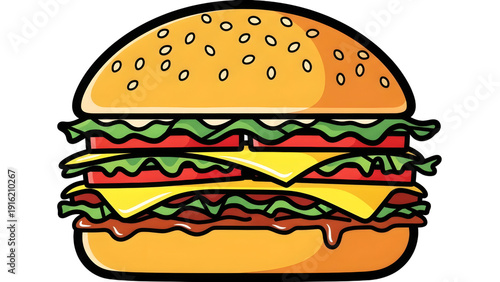 Delicious Cartoon Cheeseburger Illustration