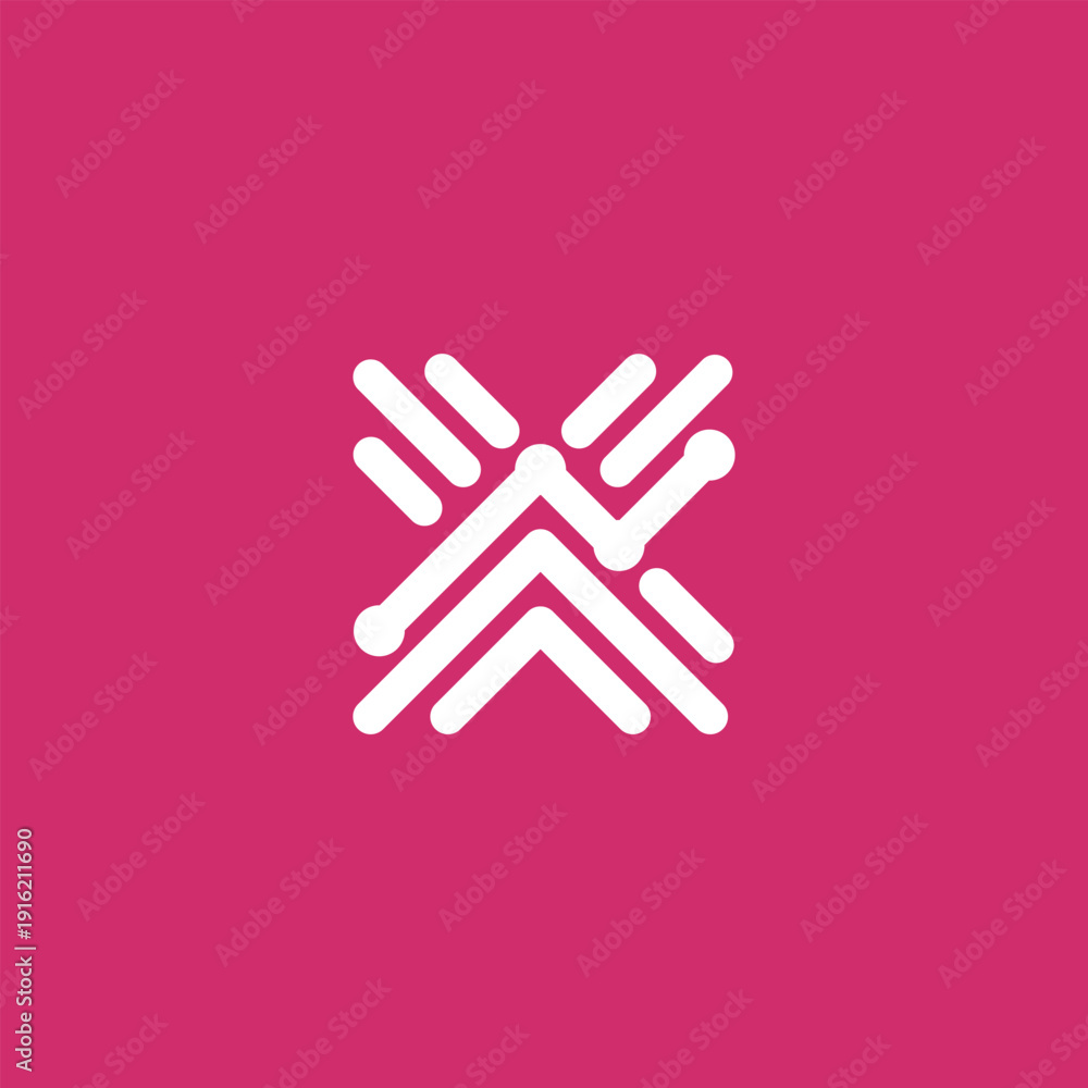 Obraz premium digital logo that shows the direction of the pattern White logo on pink background