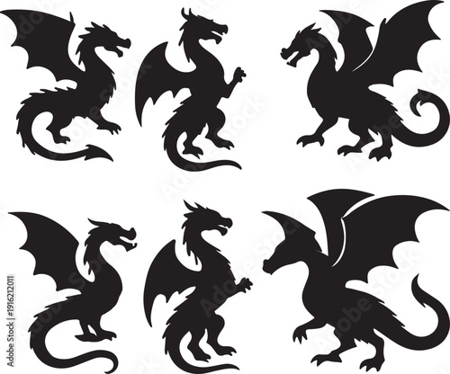 dragons icon silhouette vector illustration