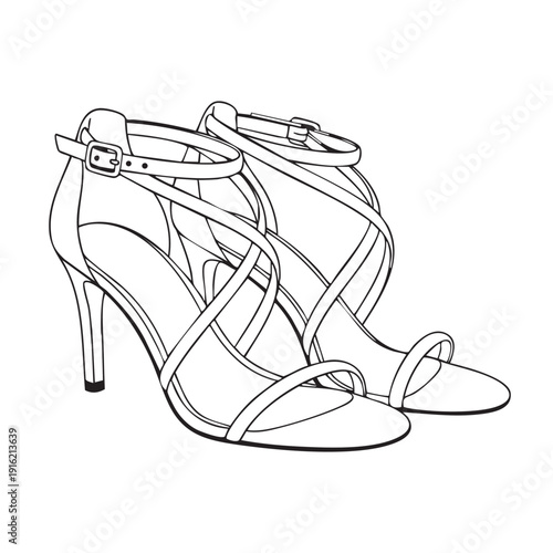 Glamorous Multi Strap Crisscross High Heel Sandals with Delicate Buckle and Thin Stiletto