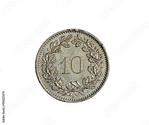 Swiss coin isolated on a white background.