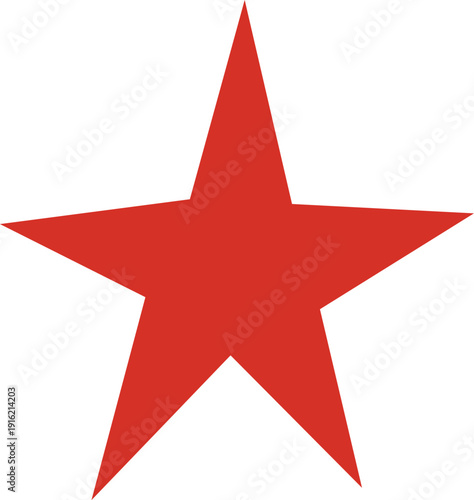 Red star spark shape vector icon, five-pointed star, festive shine silhouette, space decoration abstract design element