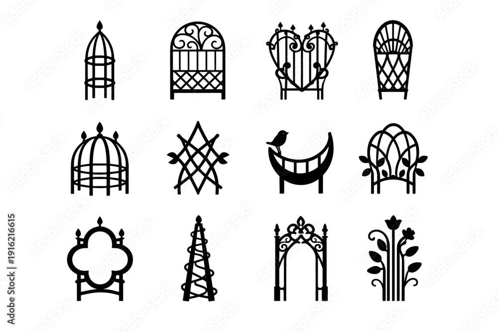 Naklejka premium Plant form generation ornamental vector decorative element shape image support simple icon