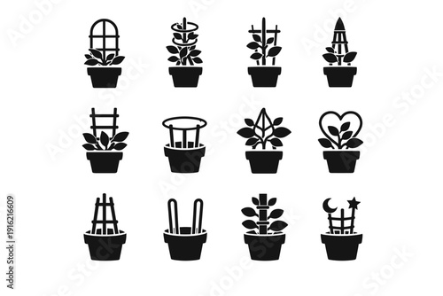 Care silhouette tool generation icon pot stake decorative vector support graphic simple
