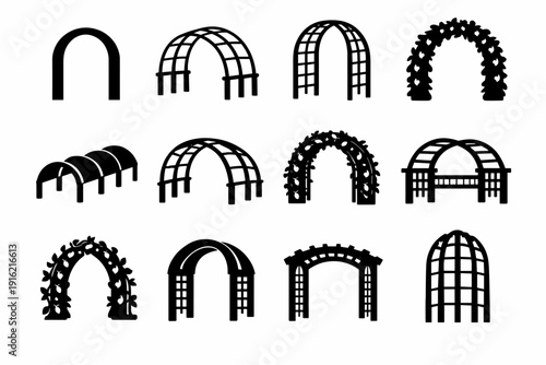 Structure image landscape garden simple icon generation silhouette outdoor frame support vector