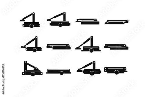 Vector silhouette simple icon door space hardware black image generation unit practical
