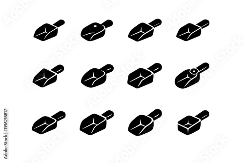 Vector solid compact scoop filled generation discreet image simple geometry icon small