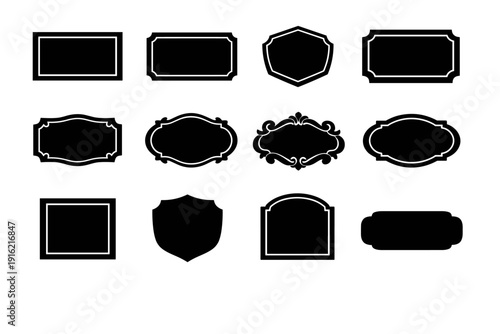 Plaque raised icon vector accessory image decor framed simple refined form panel