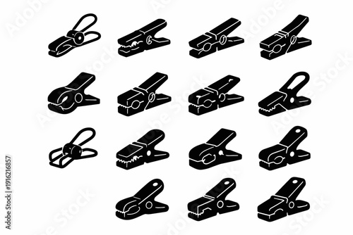 Filled silhouette solid simple reinforced generation vector image geometry peg steel icon