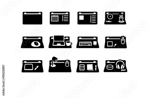 Vector pad accessory icon everyday simple desk work generation daily office workspace