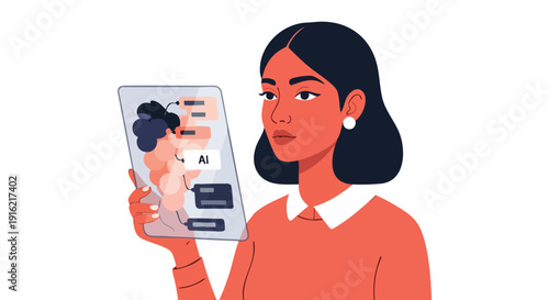 Professional Woman Analyzing Complex Data Sets Using Futuristic Artificial Intelligence Interface