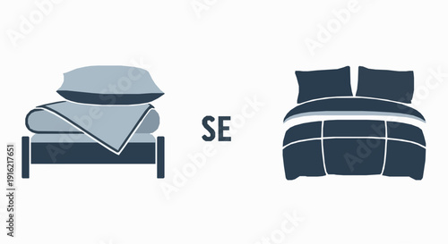 Hotel bedding flat line icon set black vector