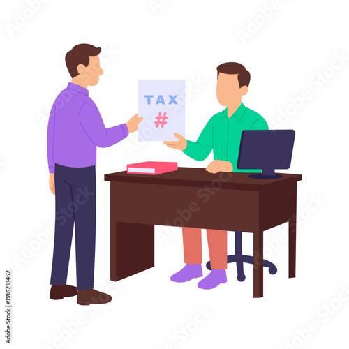 Tax Identification Number, unique code for business taxation, Flat vector character illustration