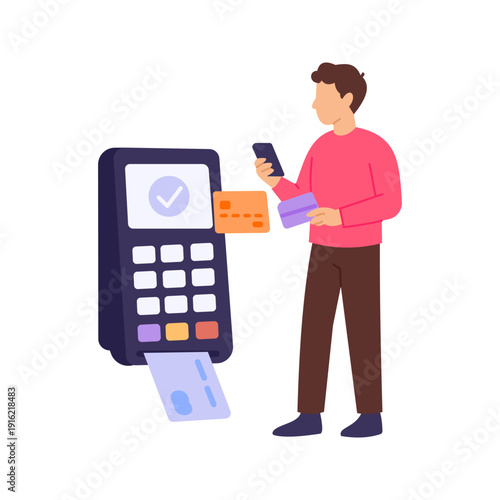 Licensing Fee Payment, submitting official charges for approval, Flat vector character illustration