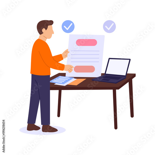 Business Name Registration, legally securing company identity, Flat vector character illustration