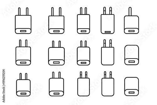 Travel icon silhouette vector usb charger smooth corners rounded icons outline clean