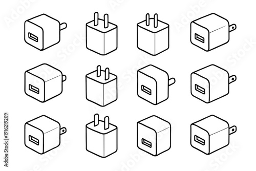 Vector adapter wall icons utility icon compact shape geometry design hidden charger