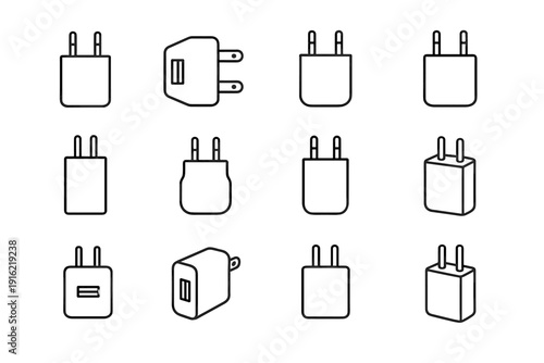 Icon device item vector charger icons precise everyday usb functional power modern