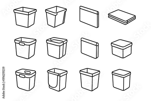 Under storage container waste desk trash modern vector form bin mode icon