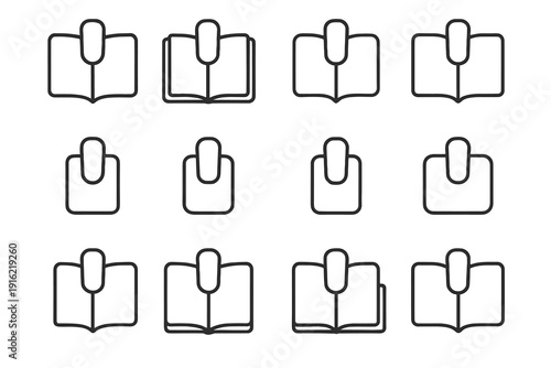 Book holder style reading clip helper clean minimalist icon vector form portable