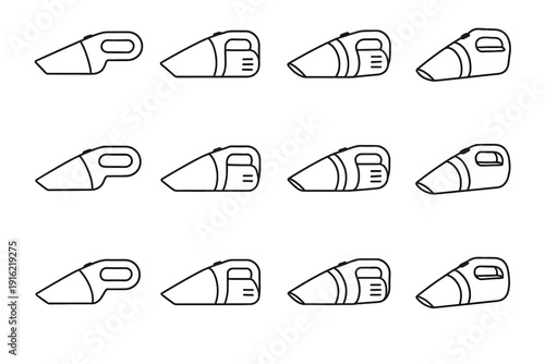 Vacuum chamber vector rear cordless household tool debris silhouette icon operation cylindrical