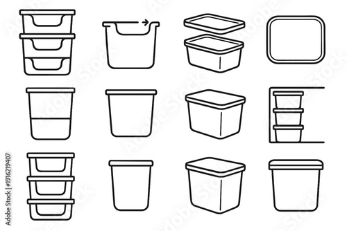 Organizer unit icon stackable flat kitchen compact vertical snap icons footprint vector