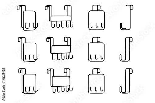 Area icon storage vertical door rounded key metal depth hanger over vector