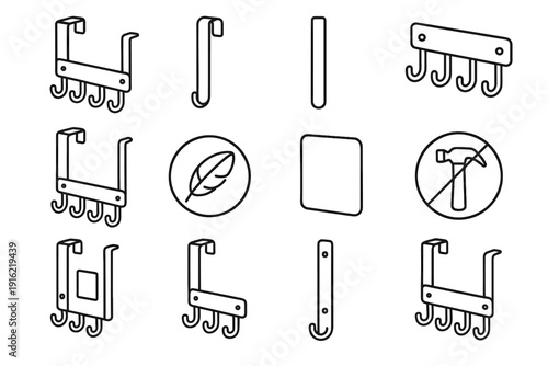 Holder minimalist hooks hook icon organizer bend clean hanging vector key minimal