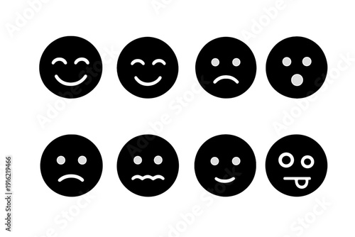 Minimal Emoji Icons. Line Minimal Emojis. Filled icon set of Line Minimal Emojis: line smile, line wink, line