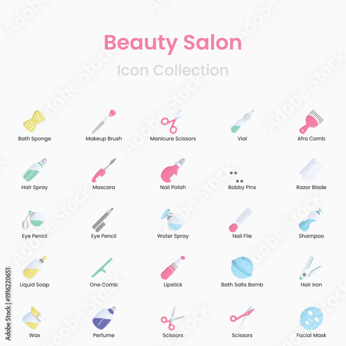 Beauty and personal care vector icons set for salon and spa design