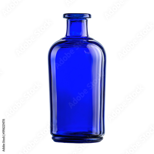 Professional Tall Cobalt Blue Glass Bottle with Wide Neck - Stock Photo