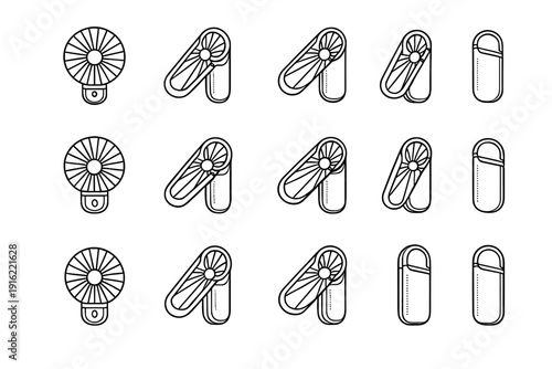 Fan form icon modern casing clean cooling folding design vector icons closed