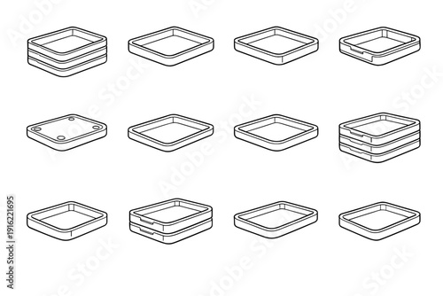 Icons outline language base wall modular organizer icon reinforced vector stackable storage