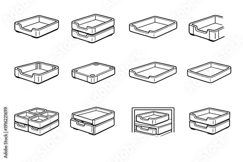 Guides stackable matte compact corner tray icons vector simple finish system reinforced