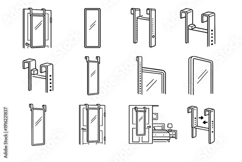 Icon hook cushioned over modern spine slim mirror contact vector geometry door